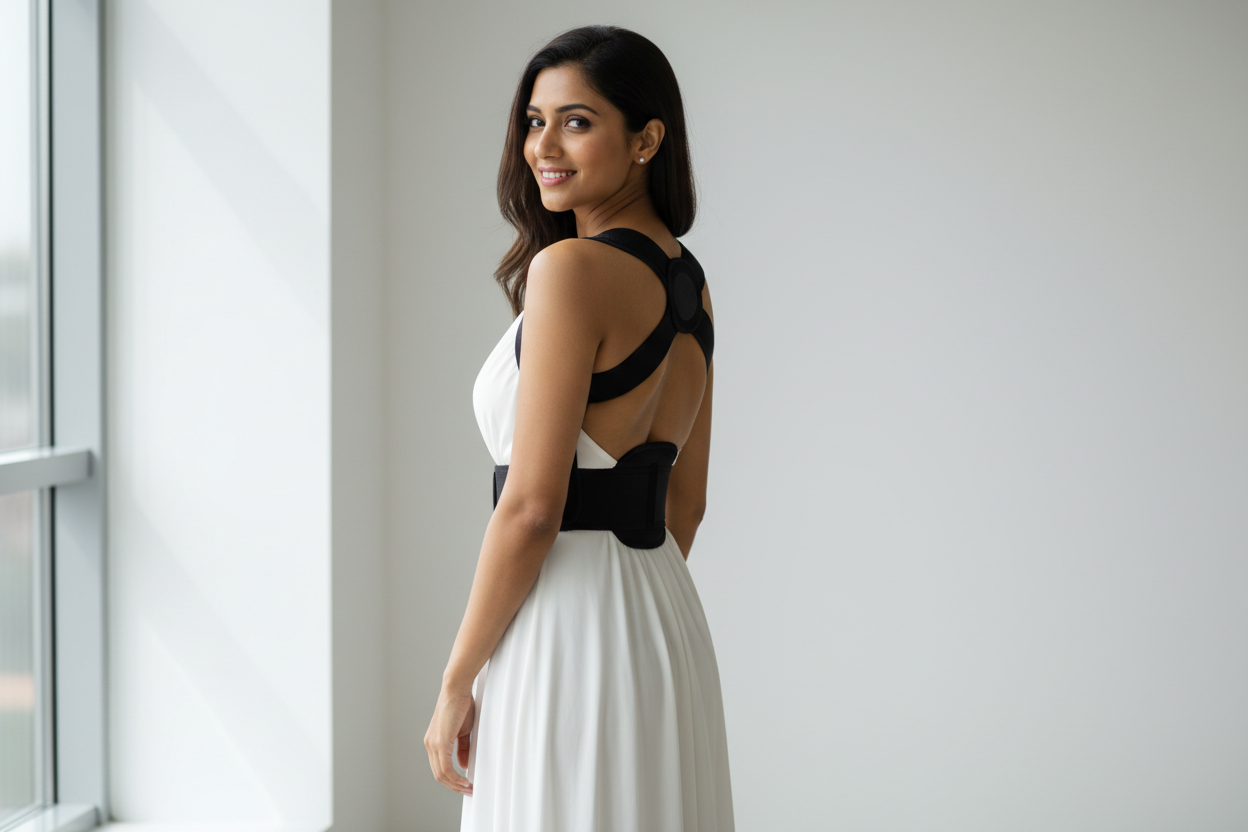 girl dress colour white and belt color black