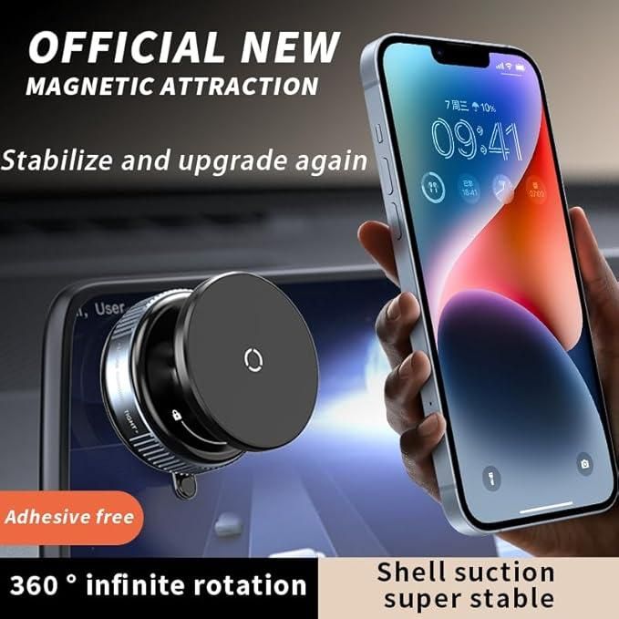 360° Rotating Magnetic Phone Holder | Strong Suction Cup | Universal Mobile Stand