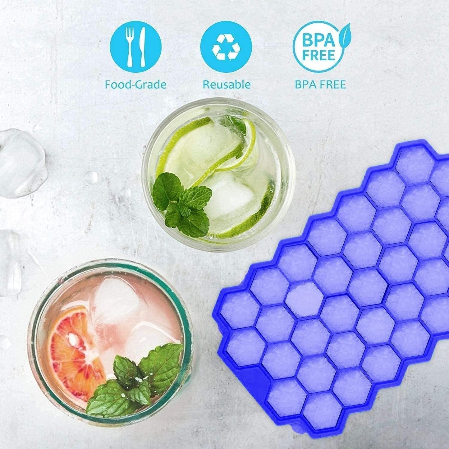 🧊 Premium Ice Cube Maker Tray – Food Grade, Easy Release & Durable Design (Pack of 2)