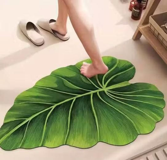 Anti-Slip Leaf Design Bathroom Mat | Super Absorbent & Quick Dry | 45×90 cm Floor Mat